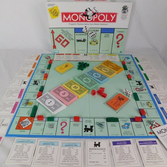 SPECIAL 1999 Monopoly Game 11 Tokens Money Bag plus Original Complete Game - Picture 1 of 12
